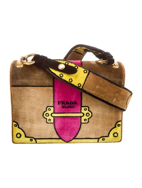 Prada Velluto Ricamo Trompe L'oeil Cahier Bag 